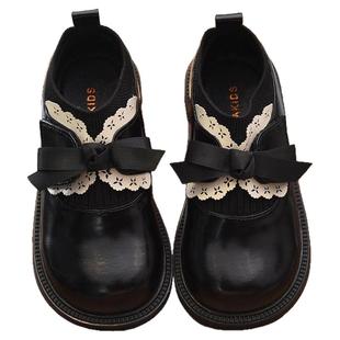 2025秋冬新款女童靴子二棉鞋加绒小皮鞋黑色软底公主风中大童鞋子