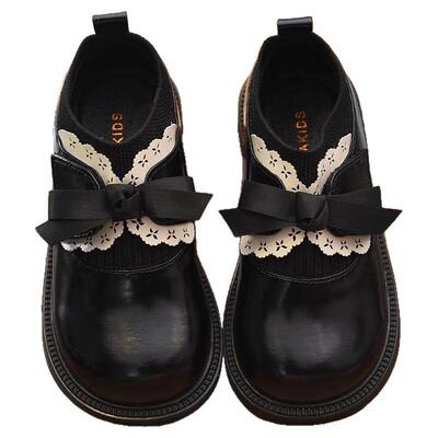 女童小皮鞋黑色软底公主鞋