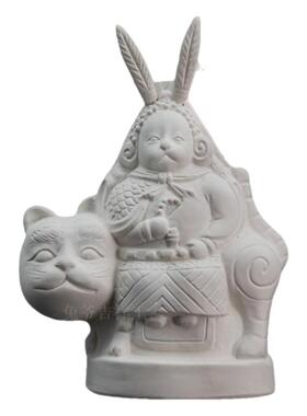 老北京骑虎兔爷陶瓷白坯绘画DIY