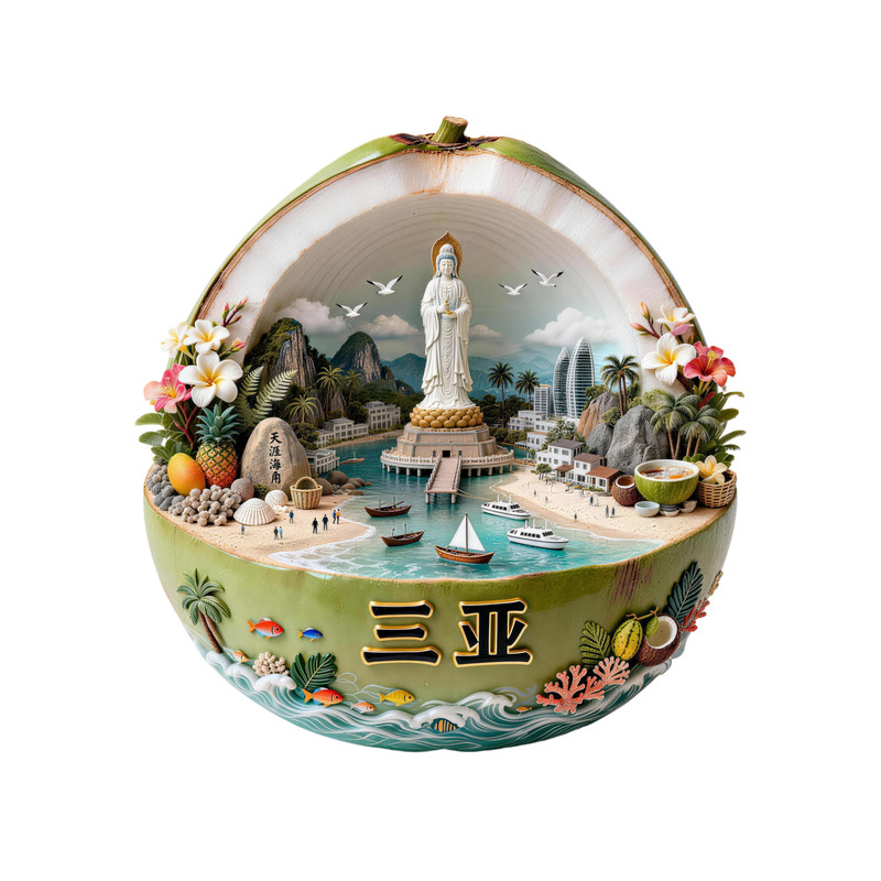 三亚金属浮雕海上观音冰箱贴