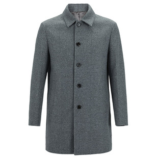 【夹花棋盘格】callisto卡利斯特男士外套秋季中长款保暖翻领大衣