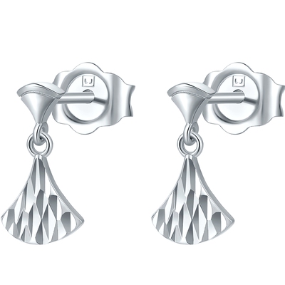 六桂福珠宝铂金扇子耳饰