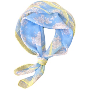 轻柔薄方巾小丝带女春秋脖饰真丝雪纺70丝巾妈妈纱巾领巾印花围巾