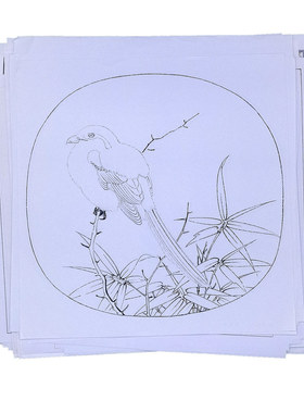 工笔花鸟画白描底稿画稿宋人小品