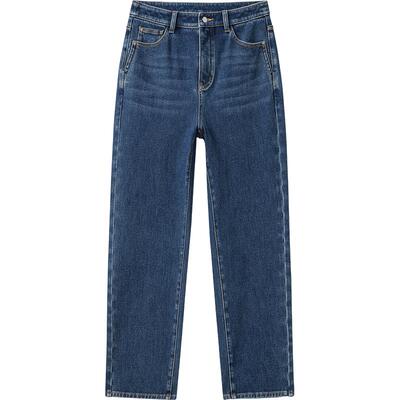 播 bo 商场同款深蓝色复古简约24冬新款牛仔裤女BDR4KD2634