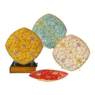 中式珐琅彩家用陶瓷盘子菜盘子深盘平盘子瓷盘子轻奢碟商用酒店盘