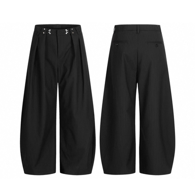 美式复古褶皱设计西裤