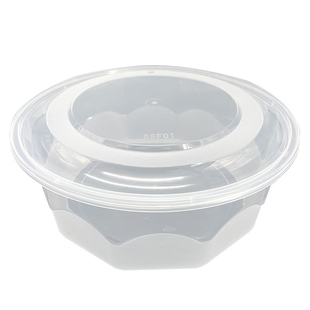 加厚一次性打包盒圆形密封防盗扣外卖餐盒商用大号小龙虾十角棱盆