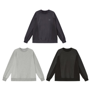 吕小虎ACTUP 春秋日系复古立体印花圆领卫衣男正反拼接套头上衣潮