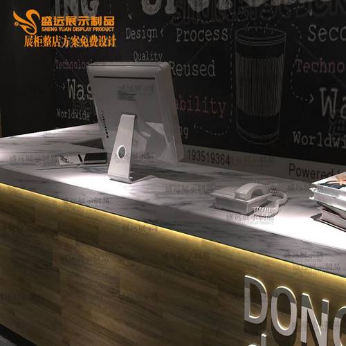 定制工业风吧台大理石接待台收银台定做公司前台 大理石吧台桌