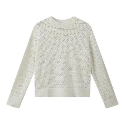 LILY长袖圆领镂空休闲套头针织衫