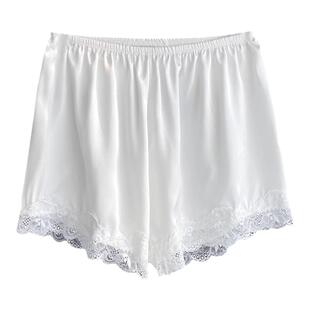 白色蕾丝安全裤女防走光不卷边宽松可外穿睡裤冰丝打底裤薄款短裤