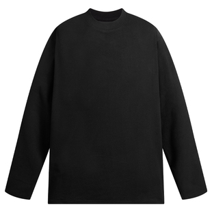 NELY小尼力白色圆领双面德绒纯色打底衫男女秋冬内搭宽松长袖t恤