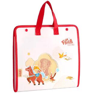 得力风琴包试卷收纳袋小学生专用手提式大容量文件夹资料夹A4资料册13层新款试卷夹创意可爱卡通插页袋初中生