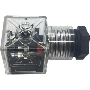 现货带指示灯透明插头液压电磁阀线圈插头电磁铁接线盒24V220V110