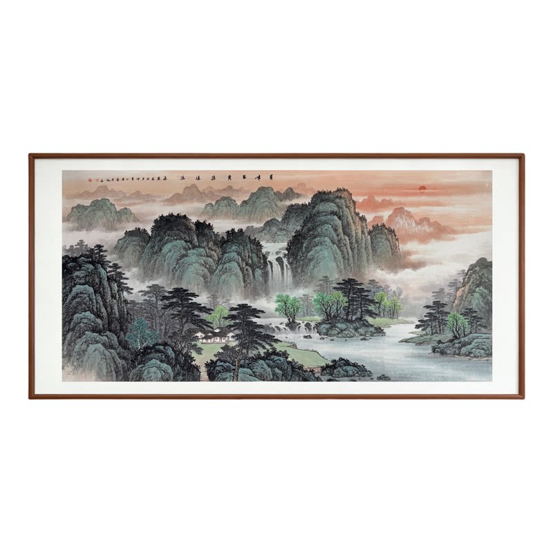 新中式国画聚财山水挂画靠山图