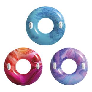 INTEX56267成人带把手波浪游泳圈加厚大号防侧翻便携式泳池救生圈