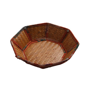 山山竹木缎面竹编点心盘果盘高颜值手工干果盘客厅茶几收纳茶点筐