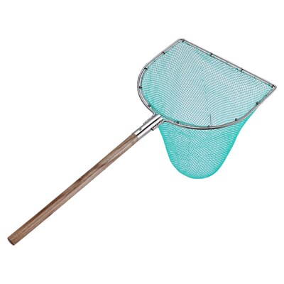不锈钢304抄网头实心双圈木柄捞鱼网兜网鱼平头鱼店水产专用渔网
