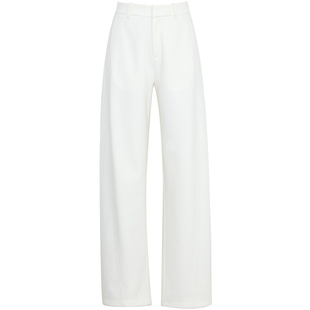 夏莫卡奶油白直筒裤2025秋冬软糯垂醋酸羊绒休闲裤加长毛呢裤7950