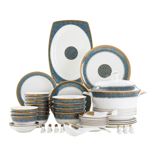 欧式骨瓷餐具套装60头碗盘家用组合餐具碗碟乔迁新居礼盒成套餐具