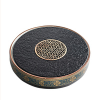 家用烏金石茶盤陶瓷圓形簡(jiǎn)約