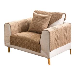 新款2025亚麻中式实木纯棉沙发垫四季通用防滑粗布沙发套罩巾棉麻