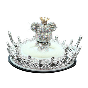 2025网红车载摆件新款车内装饰品仪表台高级镶钻小熊摆件解压治愈