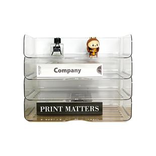 桌面收纳盒A4纸透明亚克力抽屉式文具整理盒置物架资料文件栏框办公室办公桌文件座工位书本桌柜可叠加收纳架