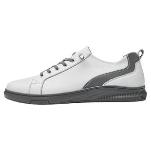 全黑男鞋秋季新款潮鞋头层牛皮休闲板鞋潮流真皮黑底白面百搭平底