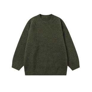 Dashufulcrum韩系复古慵懒套头毛衣男女秋季休闲保暖含羊毛针织衫