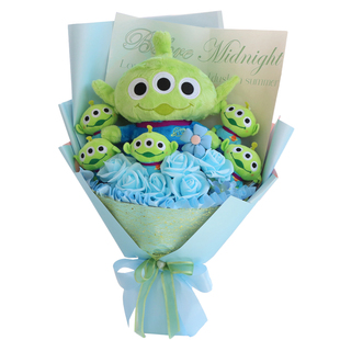 卡通花束毛绒玩偶公仔花娃娃三眼怪三眼仔玫瑰花生日礼物女王节