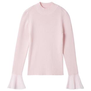 LILY BROWN2026早春新品百搭半高圆领喇叭袖针织衫上衣LWNT261013