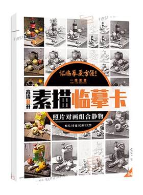 8开照片对画素描组合静物临摹卡步骤到完整结构明暗写生创意卡片艺考校考高级入门教材基础教程