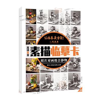 8开照片对画素描组合静物临摹卡步骤到完整结构明暗写生创意卡片艺考校考高级入门教材基础教程