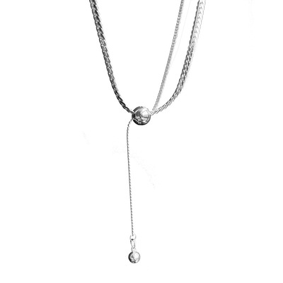 GuangYu双层抽拉式流苏项链小众