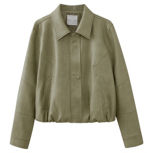 水云间短款智性皮衣外套女高知风酷感落肩长袖上衣宽松2026春新款