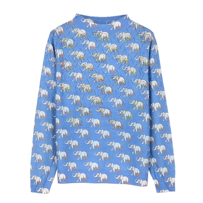 印花天丝天丝印花烫钻打底羊毛衫