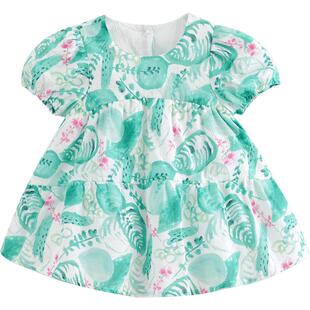 【打折】马克珍妮夏装女童植物印染短袖连衣裙儿童裙子220652