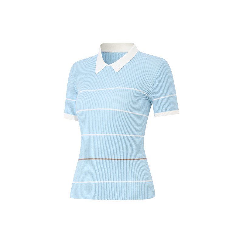 【专业高尔夫】HONMA2026新品女士短袖POLO条纹撞色舒适休闲运动