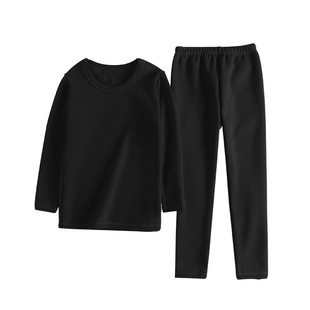 儿童保暖内衣套装加绒加厚中大男女童纯黑色秋衣秋裤紧身表演打底