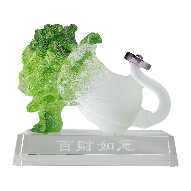古东东琉璃百财如意白菜摆件