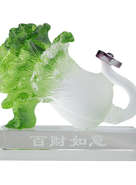 古东东琉璃百财如意白菜摆件