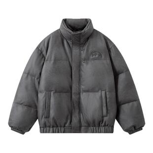 SprayGround鲨鱼嘴麂皮绒羽绒服男冬季白鸭绒情侣美式保暖羽绒衣