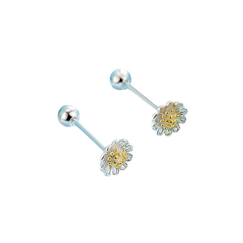 花朵小雏菊耳饰品925纯银针气质