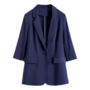 薄款修身职业小西装外套女胖mm200斤加肥显瘦工装西服上衣七分袖