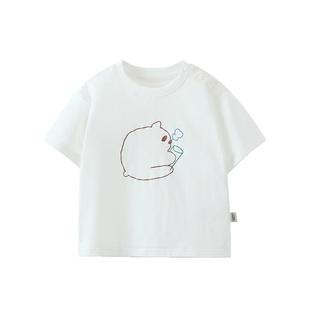 [7A抗菌凉感瞌睡熊]齐齐熊男童t恤短袖夏季宝宝短袖夏款儿童上衣