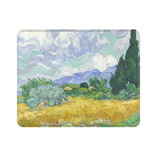 油画风景画鼠标垫硬质滑鼠垫小号电脑键盘蚕丝纹办公室桌面垫便携