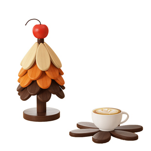 圣诞树隔热垫餐桌摆件创意法式一棵树耐高温防烫锅垫折叠杯垫碗垫