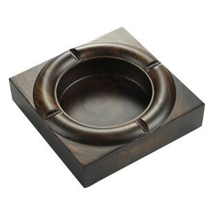 黑檀木烟灰缸中式实木带盖大号个性创意花梨木家用客厅定制做刻字